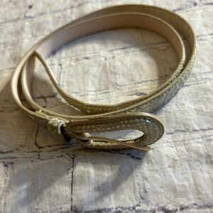 EXPRESS LEATHER TAN SKIN PRINT THIN BELT COVERED BUCKLE WOMEN’S SIZE LARGE